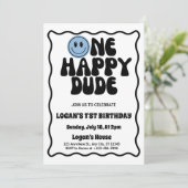 Invitation Un garçon heureux 1er anniversaire (Debout devant)