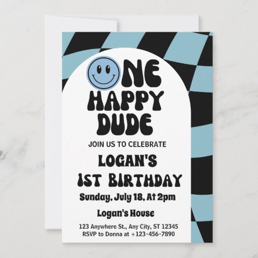 Invitation Un garçon heureux 1er anniversaire (Devant)