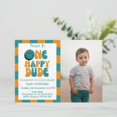 Invitation Un garçon heureux 1er anniversaire Photo (Debout devant)