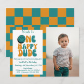 Invitation Un garçon heureux 1er anniversaire Photo (Devant / Derrière)