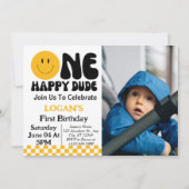 Invitation Un garçon heureux 1er anniversaire Photo (Devant)