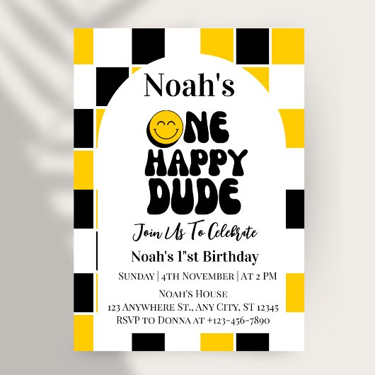Invitation Un garçon heureux premier anniversaire