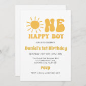 Invitation Un garçon heureux, soleil 1er naissance (Devant / Derrière)