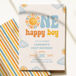 Invitation Un Garçon Heureux Sunshine 1er Anniversaire