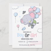 Invitation Un Garçon Ou Une Fille Jolie Eléphant Révélation D (Devant)