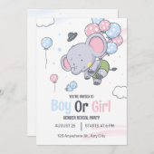 Invitation Un Garçon Ou Une Fille Jolie Eléphant Révélation D (Devant / Derrière)