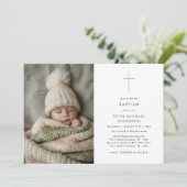 Invitation Un garçon ou une fille Noir Blanc Baptême Christen (Debout devant)