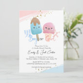 Invitation Un garçon ou une fille Révéler le genre Crème de g (Debout devant)