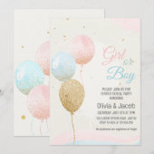 Invitation Un garçon ou une fille rose et bleu révèle la fête (Devant / Derrière)