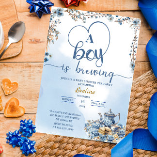 Invitation un garçon prépare une fête de thé Baby Shower