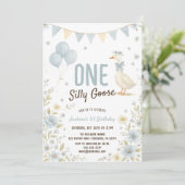 Invitation Un Garçon Silly Goose Premier anniversaire (Debout devant)