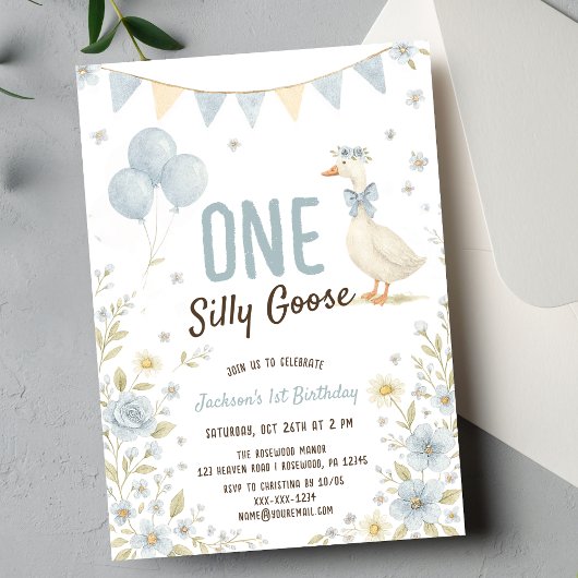 Invitation Un Garçon Silly Goose Premier anniversaire