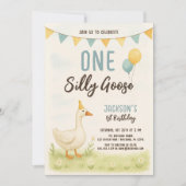 Invitation Un Garçon Silly Goose Premier anniversaire (Devant)