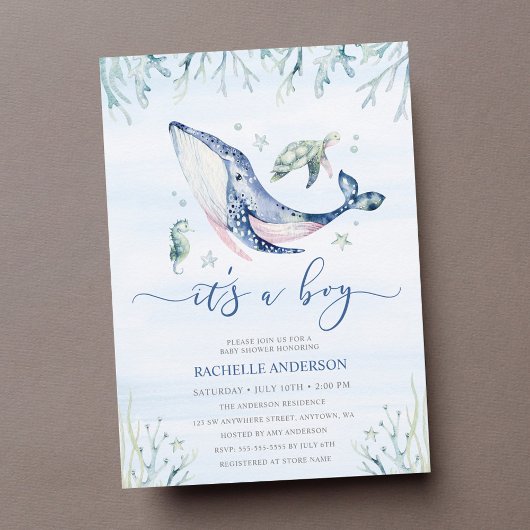 Invitation Un garçon sous le Baby shower marin