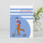 Invitation Un garçon sur Scooter fête d'anniversaire (Debout devant)