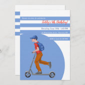 Invitation Un garçon sur Scooter fête d'anniversaire (Devant / Derrière)