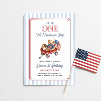 Invitation Un garçon tout américain pour son 1er anniversaire