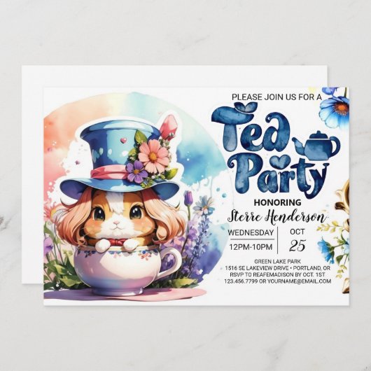 Invitation Un garçon Wonderland Tea Party Shower (Devant / Derrière)