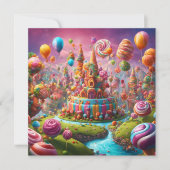 Invitation Un gâteau d'anniversaire de Candyland (Devant)