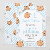 Invitation Un gâteau dur bleu premier anniversaire (Devant / Derrière)