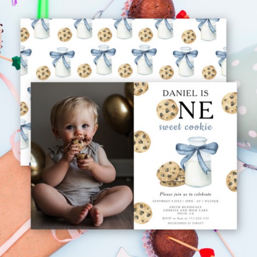 Invitation Un gâteau sucré et le lait premier anniversaire