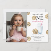Invitation Un gâteau sucré et une fille au lait premier anniv (Devant)