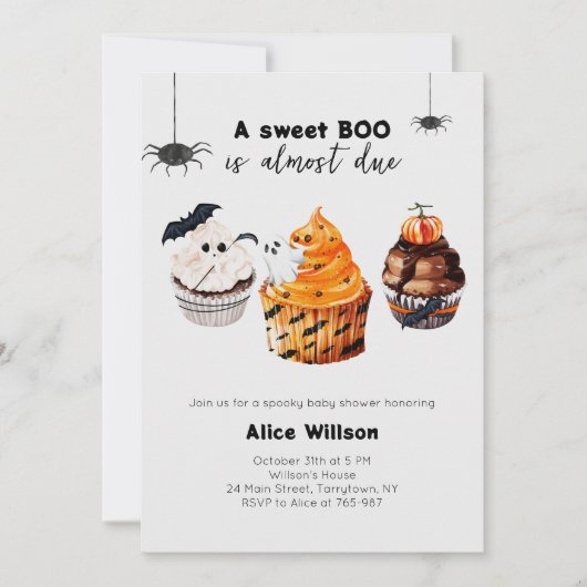 Invitation Un gentil garçon est presque dû Baby shower Hallow (Devant)