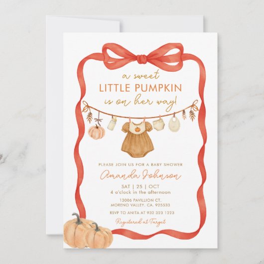 Invitation Un gentil petit Citrouille est sur le chemin Baby (Devant)