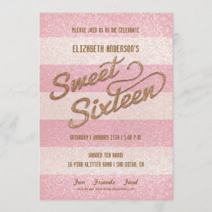 Invitation Un gras rose rayonne le Sweet sixteen