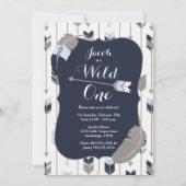 Invitation UN gris bleu sauvage de fête d'anniversaire de (Devant)