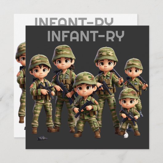 Invitation Un Groupe D'Enfants En Camouflage De L'Armée Unifo (Devant / Derrière)