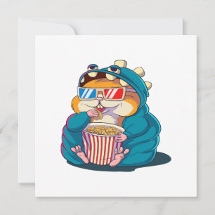 Invitation Un hamster drôle portant des lunettes mange du pop