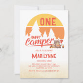 Invitation Un Happy Camper Retro 1er anniversaire (Devant)