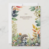 Invitation Un hérisson sauvage Baby Woodland Animaux (Dos)