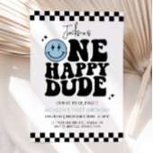 Invitation UN HEUREUX DUDE Blue Smile Face Premier anniversai