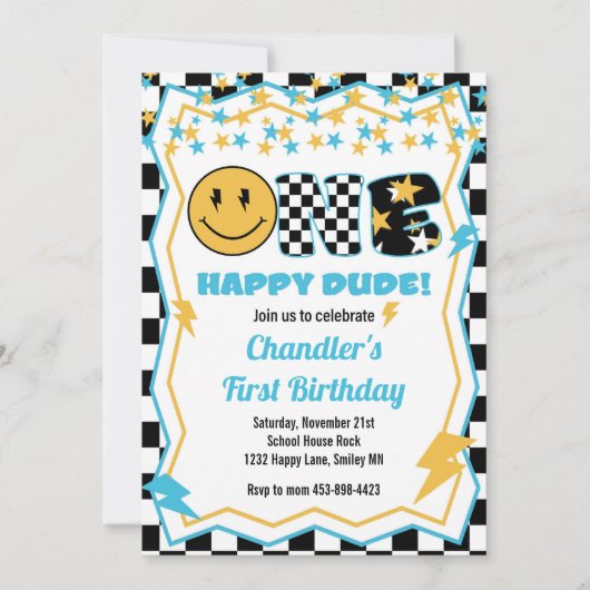 Invitation Un heureux Dude-Rock Star (Devant)