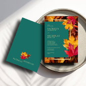 Invitation Un Imaginaire Turquoise et automnal Gold Rustic Re