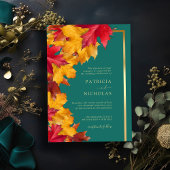 Invitation Un Imaginaire Turquoise et automnal Gold Rustic Re