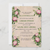 Invitation Un Jardin victorien vert, rose Roses Confirmation (Devant)