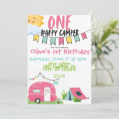 Invitation Un joli anniversaire de fille de camper (Debout devant)