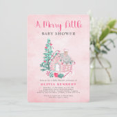 Invitation Un joli Baby shower de petite fille (Debout devant)