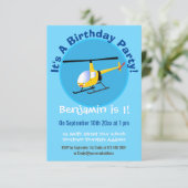 Invitation Un joli hélicoptère de dessin animé jaune (Debout devant)