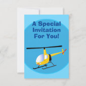 Invitation Un joli hélicoptère de dessin animé jaune (Dos)
