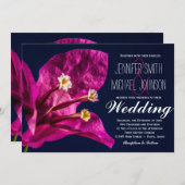 Invitation Un joli mariage rose fuchsia (Devant / Derrière)