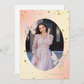 Invitation Un joli Merci à papillon bleu (Devant / Derrière)