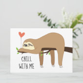 Invitation Un joli ours paresseux pour la Saint Valentin (Debout devant)