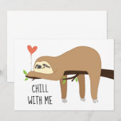 Invitation Un joli ours paresseux pour la Saint Valentin (Devant / Derrière)