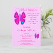 Invitation Un joli papillon rose C'est une petite douche pour (Debout devant)