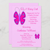 Invitation Un joli papillon rose C'est une petite douche pour (Devant / Derrière)