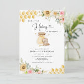 Invitation Un joli petit anniversaire de fille florale au mie (Debout devant)